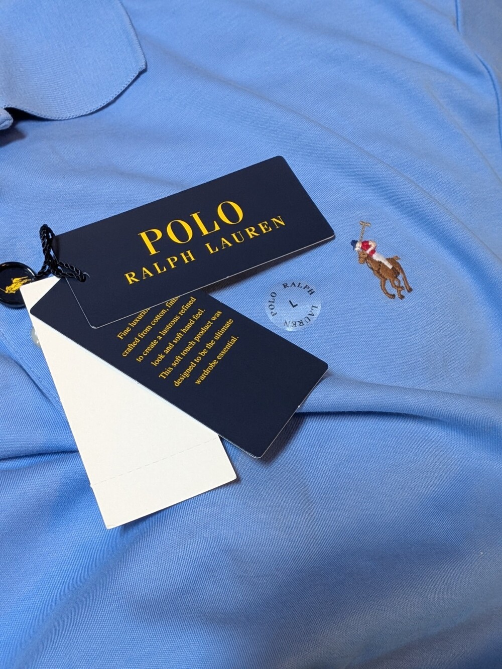NWT Polo Ralph Lauren Mens L Custom Slim Fit Short Sleeve Polo Shirt Blue Pony